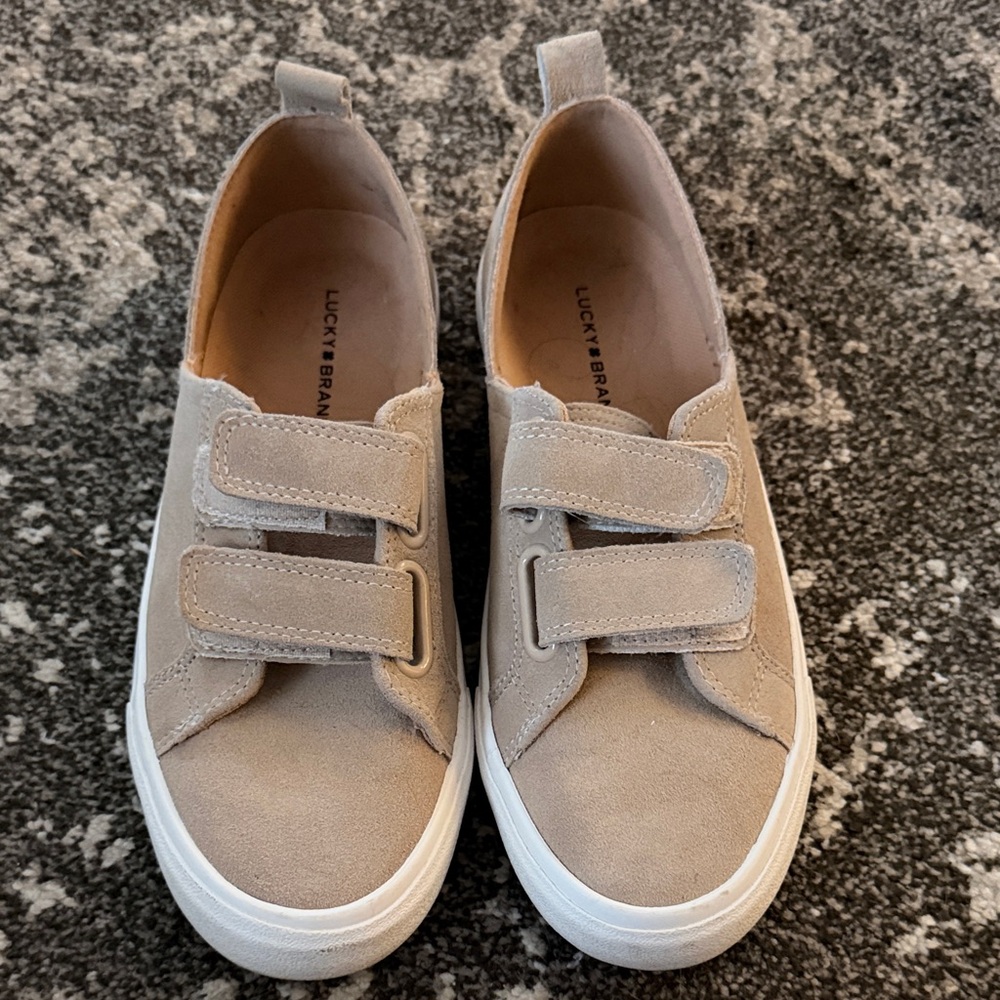 Lucky Brand Davette Velcro Suede Sneakers with White Soles